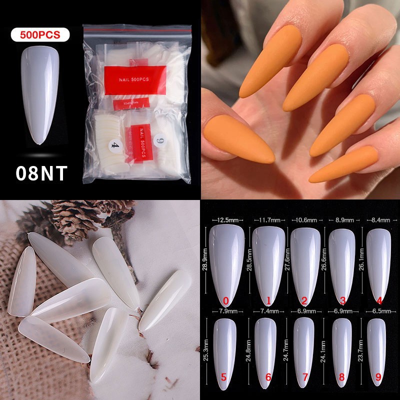 500pcs False Nail Extension Full Cover Fake Nails French False Nail Clear/White False Nail Tips Art Manicure Tool French Nail