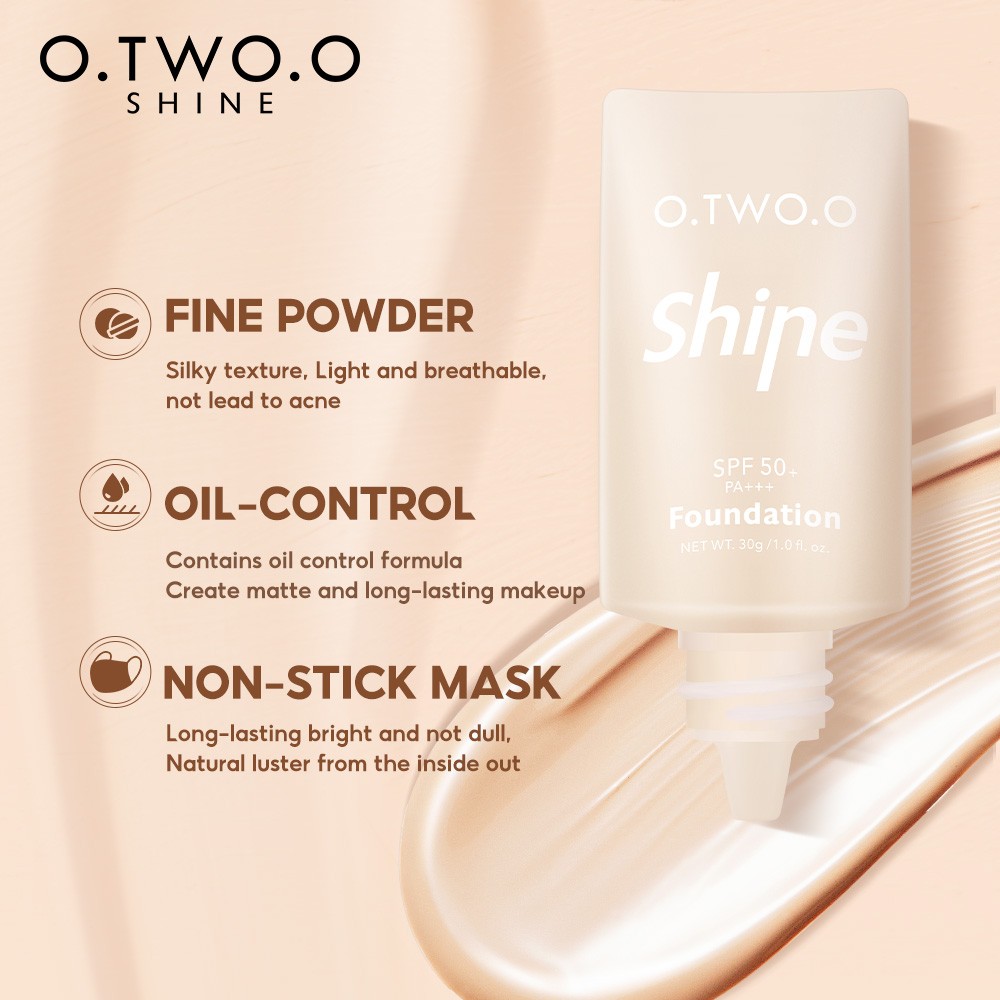 O.TWO.O Full Coverage Face Liquid Foundation Concealer Lightweight Easy to Wear Foundation Makeup Women Cosmetics