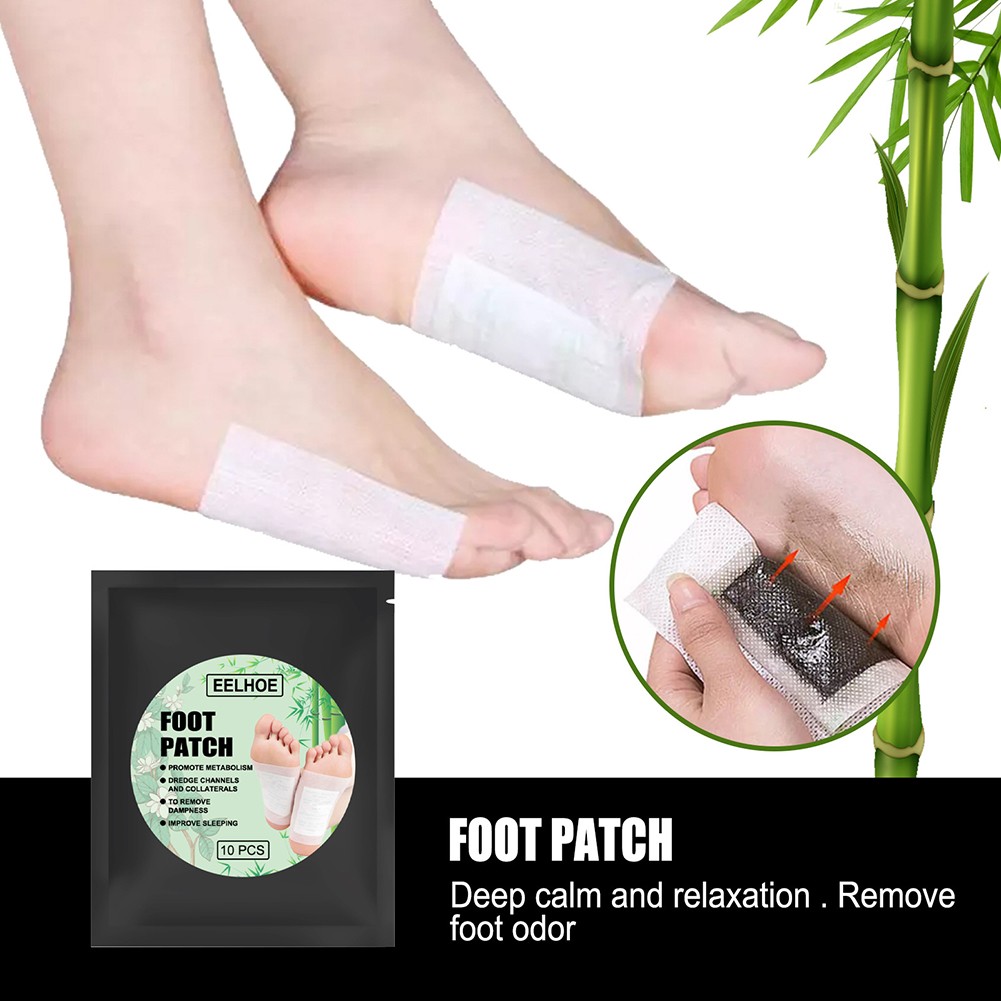 10pcs Bamboo Foot Patch Detox Weight Loss Foot Patch Promote Sleep Detox Anti Swelling Dispel Moisture Feet Supplies