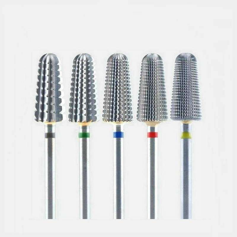 New 5 in 1 Tapered Carbide Nail Drill Bits Two-Way Carbide Drill Bits Accessories Milling Cutter for Manicure Left and Right Hand