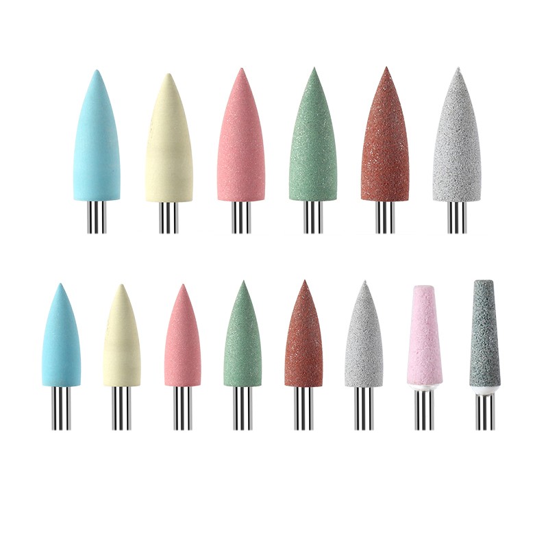 10pcs/set Silicone Rubber Polisher Grinding Head 2.35mm Shank Nail Bits Nail Electric Manicure Drill Machine Accessory