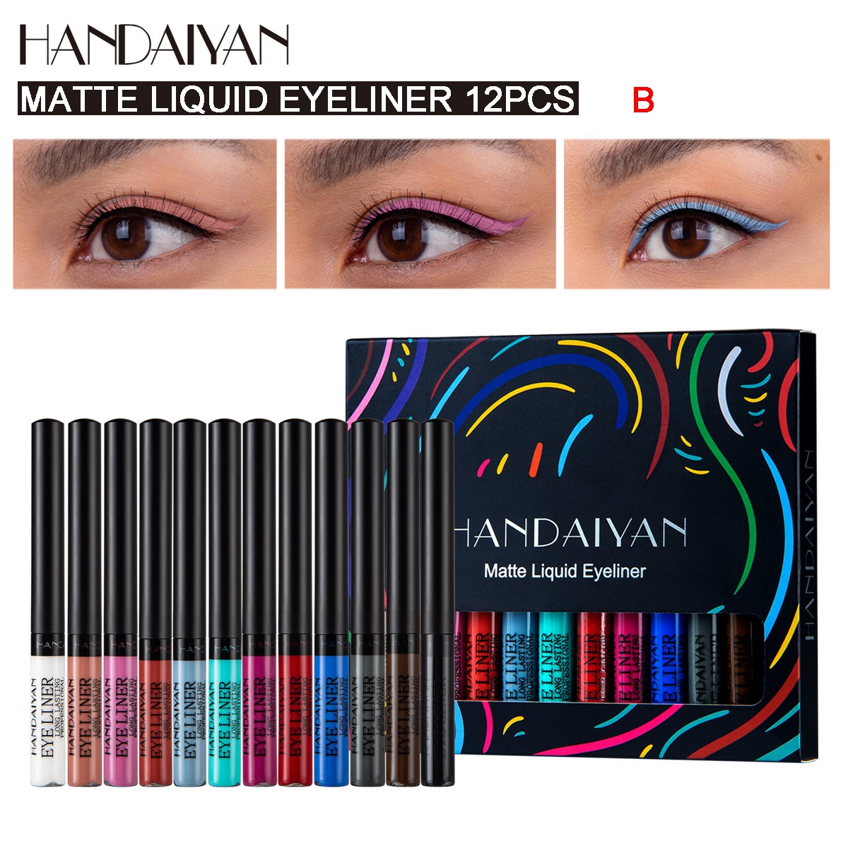 Hot Sale 12 Colors Fluorescent Eyeliner Kit Waterproof Eyeliner Kit Colorful Eyeliner Pencil Cosmetics Set