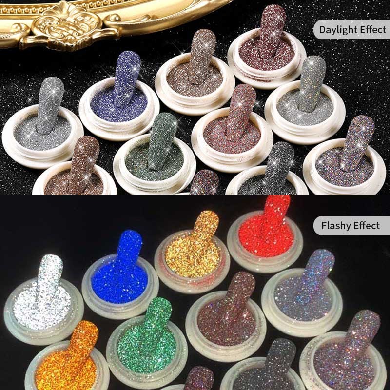 Born Pretty Reflective Glitter Powder Sea Salt Nail Powder Shining Nail Glitter Chrome Pigment Dust Hollow Powder Nail Decoration