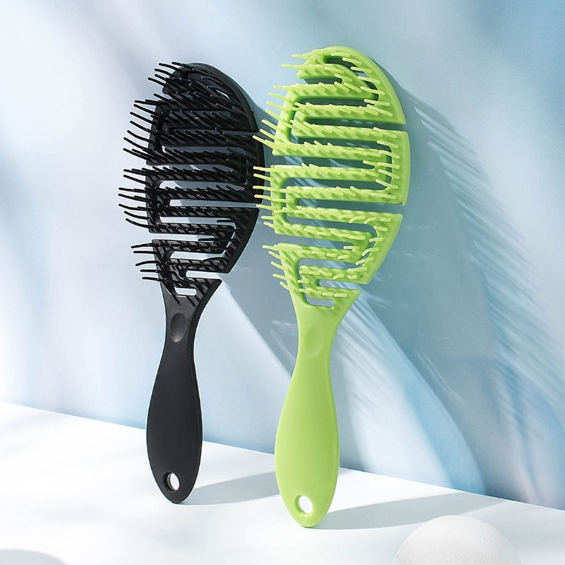 Wet Pro Flex Dry Brush, Curved Comb, Massage Form Thin Comb, Ribs Curling Comb, Can be used on wet hair for easy detangling