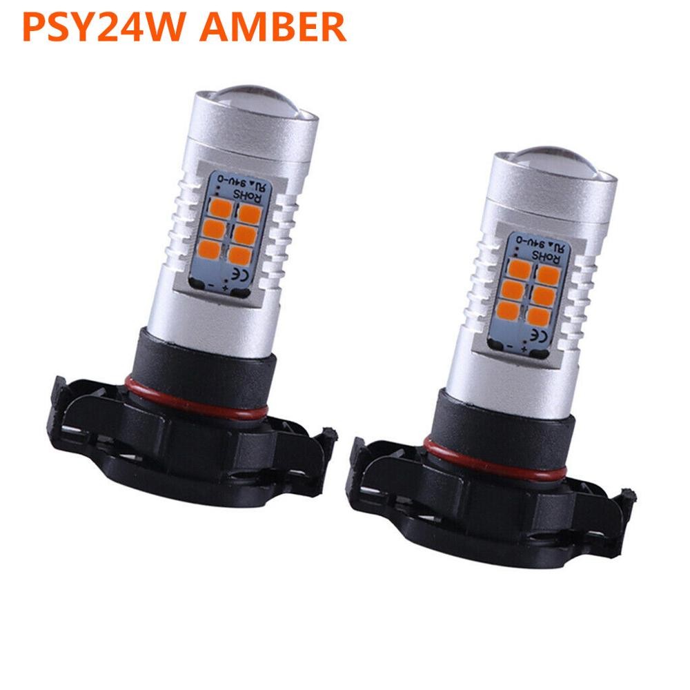 2pcs New 24W PSY24W High Power 2835 LED Chips Amber Indicator Bulbs for BMW and Other Cars in CANBUS Error Free