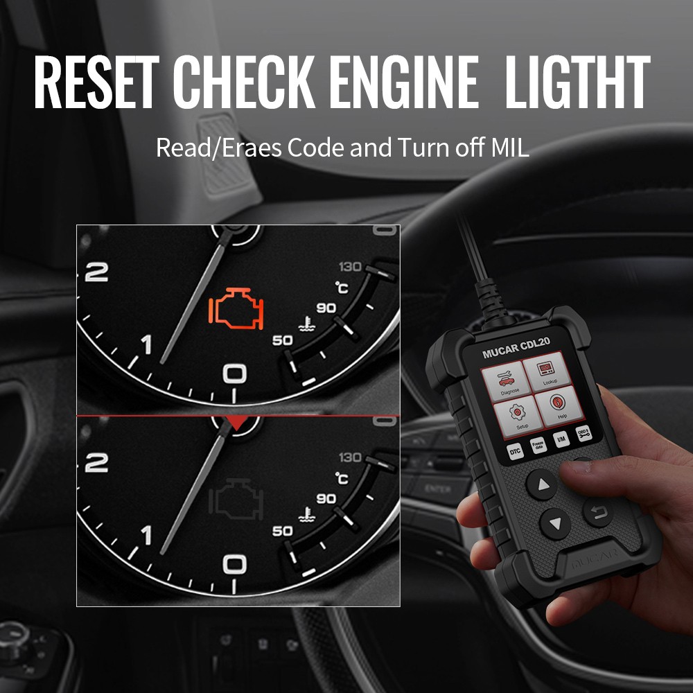 جهاز مسح موكار CDL20 OBD2 قارئ رمز EOBD للسيارة أداة فحص محرك السيارات التشخيصية محلل انبعاث الضباب الدخاني لمستشعر O2/EVAP