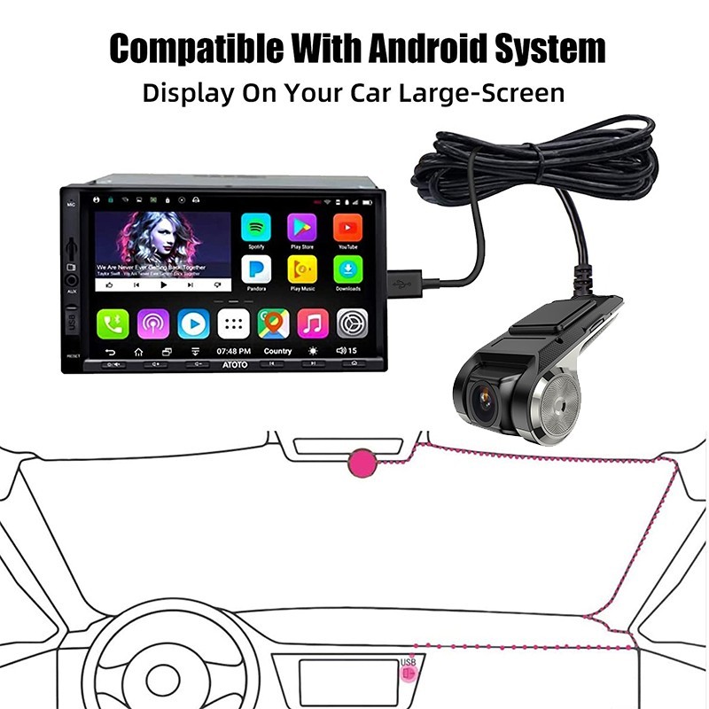 Car Dash Cam WiFi USB 2 in 1 1080P 170 Degree Wide Angle Dash Cam DVR ADAS Dashcam Android DVR Auto Recorder Night Version