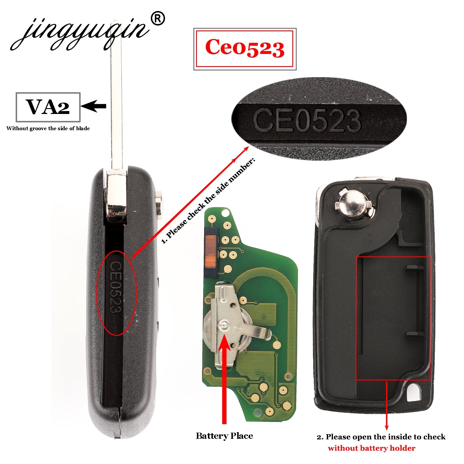 jingyuqin 433Mhz ID46 Ask FSK Car Key For Peugeot 207 307 407 208 308 408 607 Remote Key Partner 3 Buttons CE0523 Ce0536