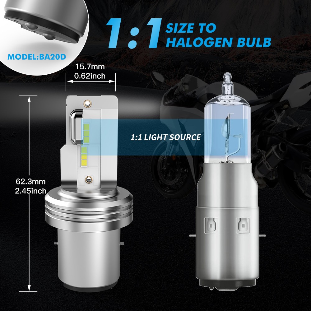 Bevinsee BA20D LED Motorcycle Headlight H4 Led Moto Bulbs 12V 3000LM 36W 6000K White High Low Beam Motorcycle Headlamp