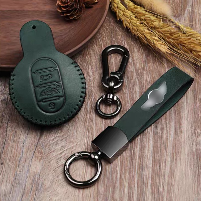 Leather Car Key Case Leather Key Case Cover For Mini Cooper Clubman Hardtop Hatchback Countryman F54 F55 F56 F57 F60 Accessories