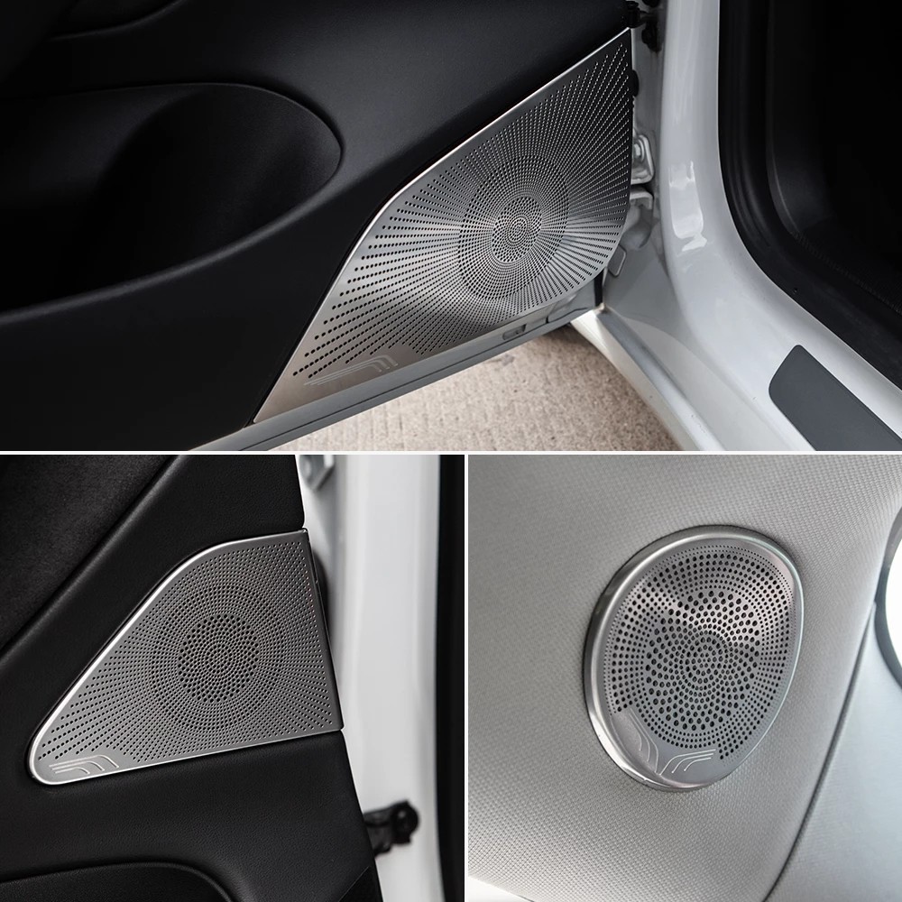 Tesla Model 3 2pcs Set Stainless Steel Horn Hood Loudspeaker Cover Decorative Sequins For Tesla Model Three Accessories