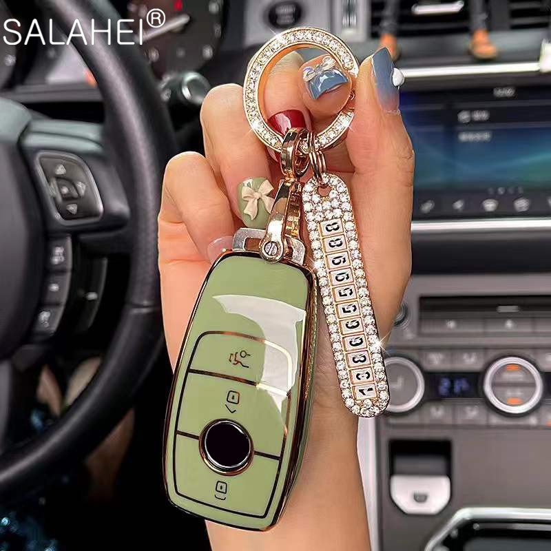 PU Diamond Car Key Case For Benz 2017 E Class W213 2018 S class Benz W245 W204 W205 W210 W212 W221 W222 CLK Accessories