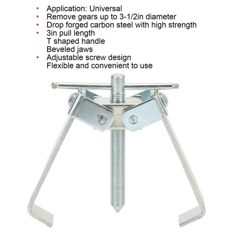 Steering Wheel Remover T Handle 2 Jaw Puller for 3‑1/2in Diameter Gears