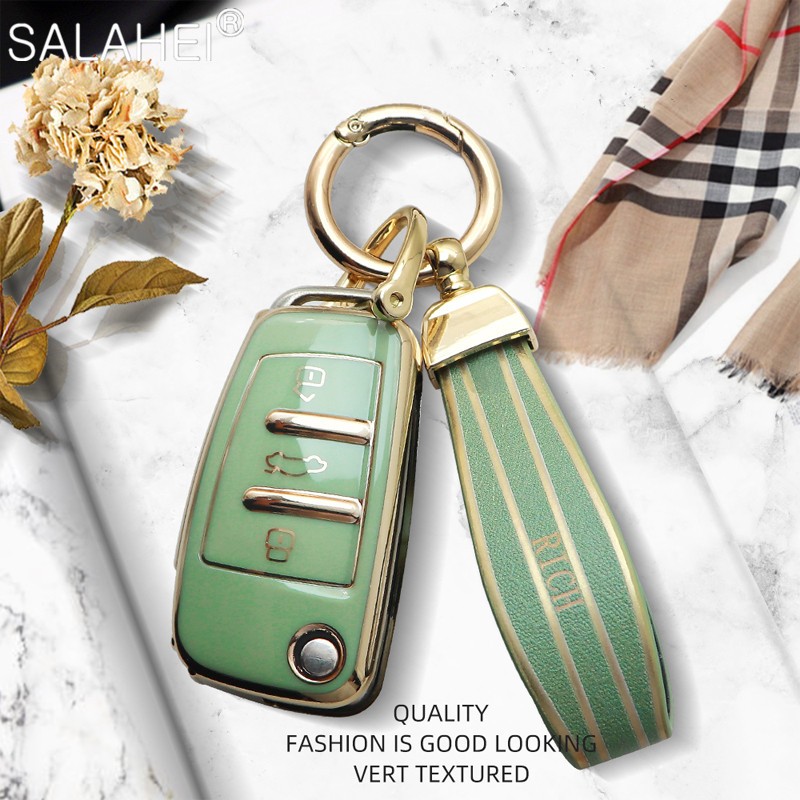 TPU Car Key Cases Cover Shell For Audi A3 A4 A5 C5 C6 8L 8P B6 B7 B8 C6 RS3 Q3 Q7 TT 8L 8V S3 Interior Accessories Keychain