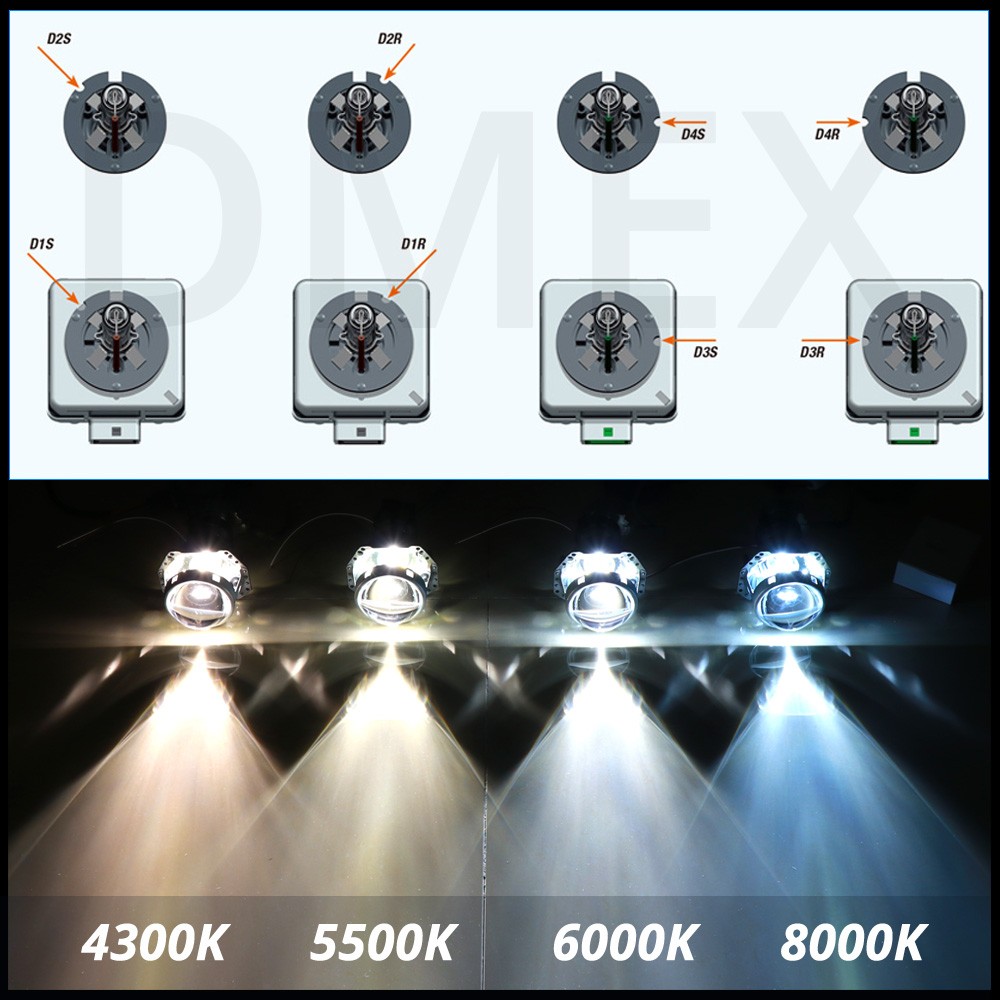 DMEX Upgrade OEM D2R Xenon HID Headlights 4300K ​​5500K 6000K 8000K Headlamp 85126 66240 P32d-3 Replacement