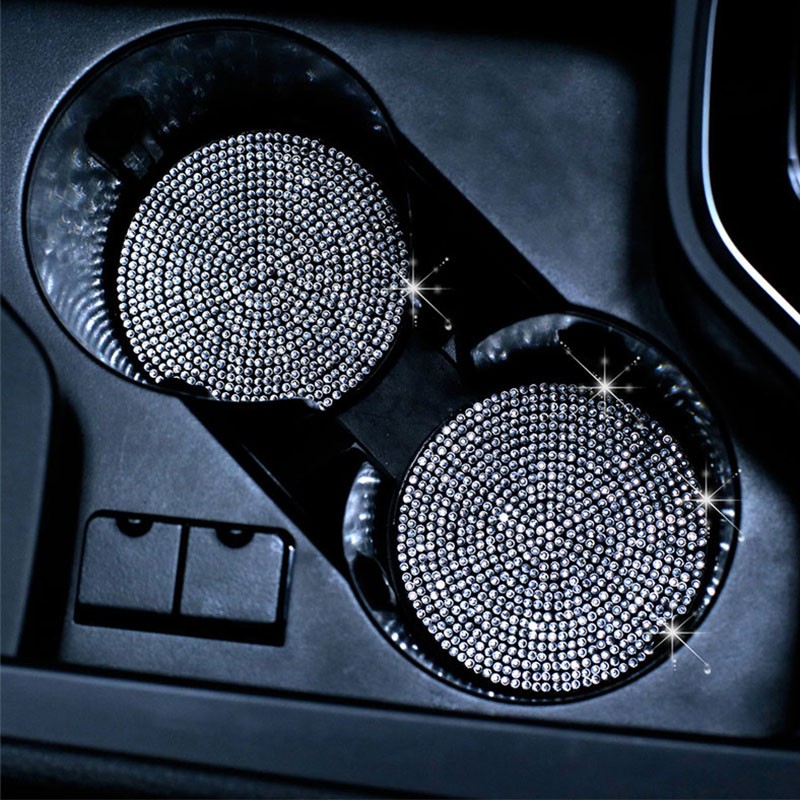 Bling Car Coaster Water Cup Holder Mat Silica Gel Pad For Car Water Cup Bottle Mat Anti Slip For Women Bling Car Accessories