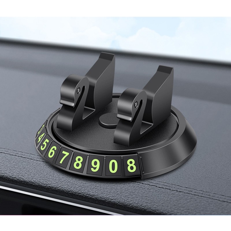 G99F 360 Degree Rotation Car Phone Holder Navigation With Hidden Parking Number Plate Cartoon Cute Doll Ornament Phone Bracket