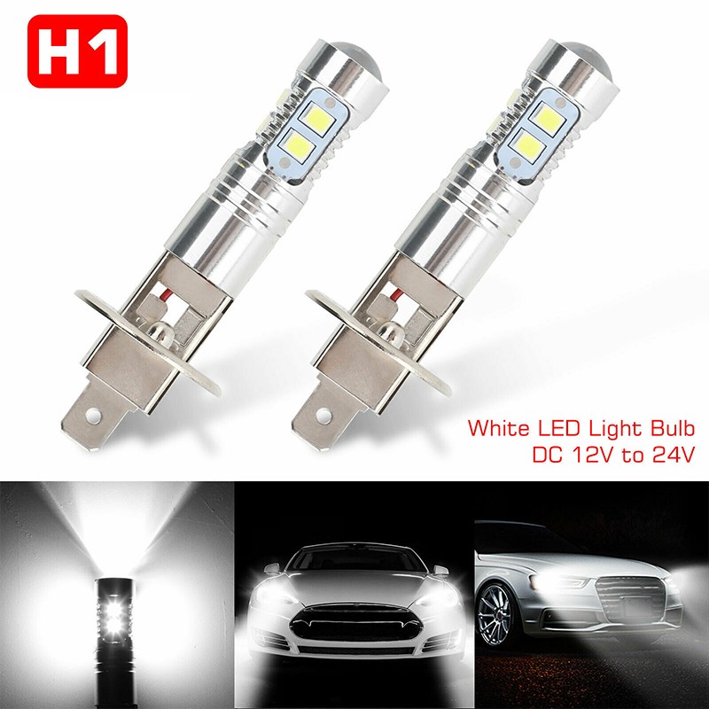 H1 Auto LED Headlight Bulbs 1800LM 6000K White Super Bright Car Headlights