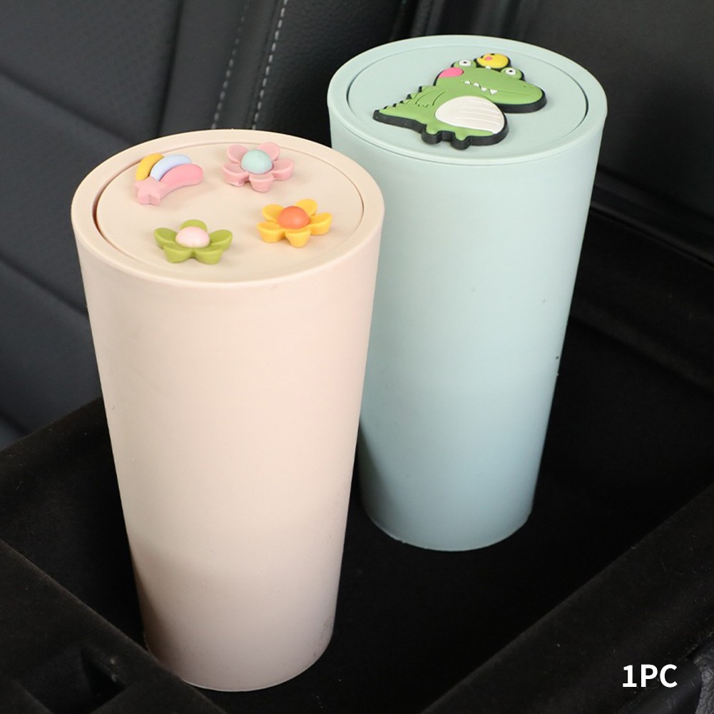 For Front Seat Washable Gift Desktop PVC Tidy Interior Accessories Car Waste Bin Cute Mini Decor With Cover Garbage Storage