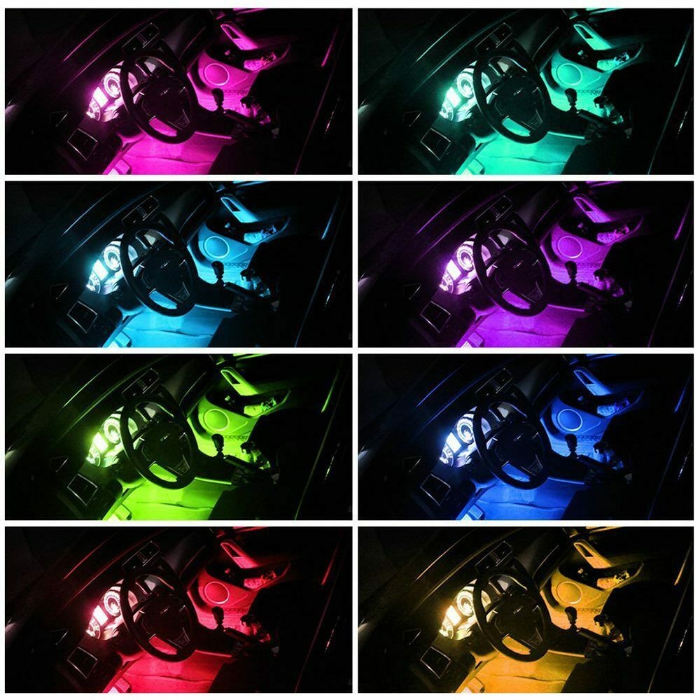 Car LED Foot Lights Neon Atmosphere Lamp Automobile Interior Ambient Lighting Decoration Accessories Cigarette Lighter Plug