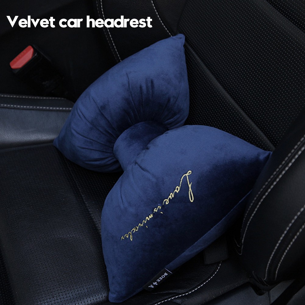 Nordic sleep cute home zipper closure velvet car headrest detachable neck pillow office waist pillow bow tie minimalist washable