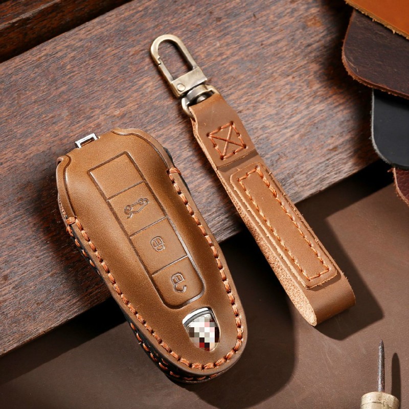 New Luxury Genuine Leather Car Key Cover Case For Porsche Macan 718 Cayenne Palmer Lamela 911 Keychain Holder Car Accessories