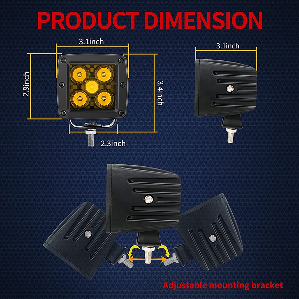 Luyoo 3 بوصة LED مكعبات ضوء 12 فولت 24 فولت العنبر 3000K Led قضيب مصابيح عملي لشاحنة سيارة Atv 4x4 UTV قارب بقعة القيادة الطرق الوعرة الضباب الخفيف