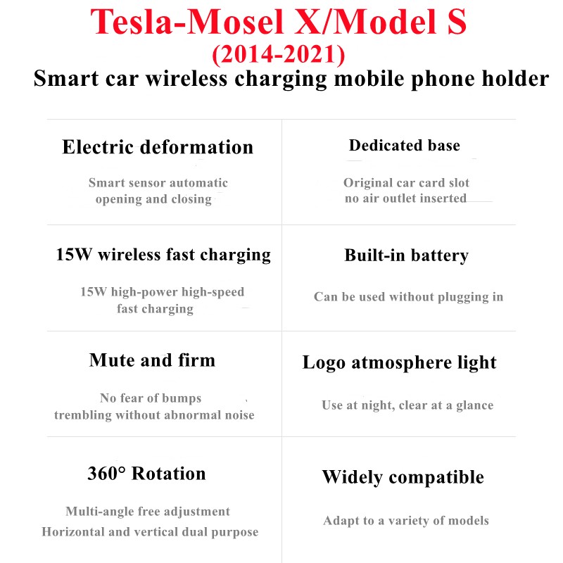 For Tesla Model X Model S 2014-2021 Car Phone Holder Air Vent Wireless Charger 360 Navigation Bracket Support GPS