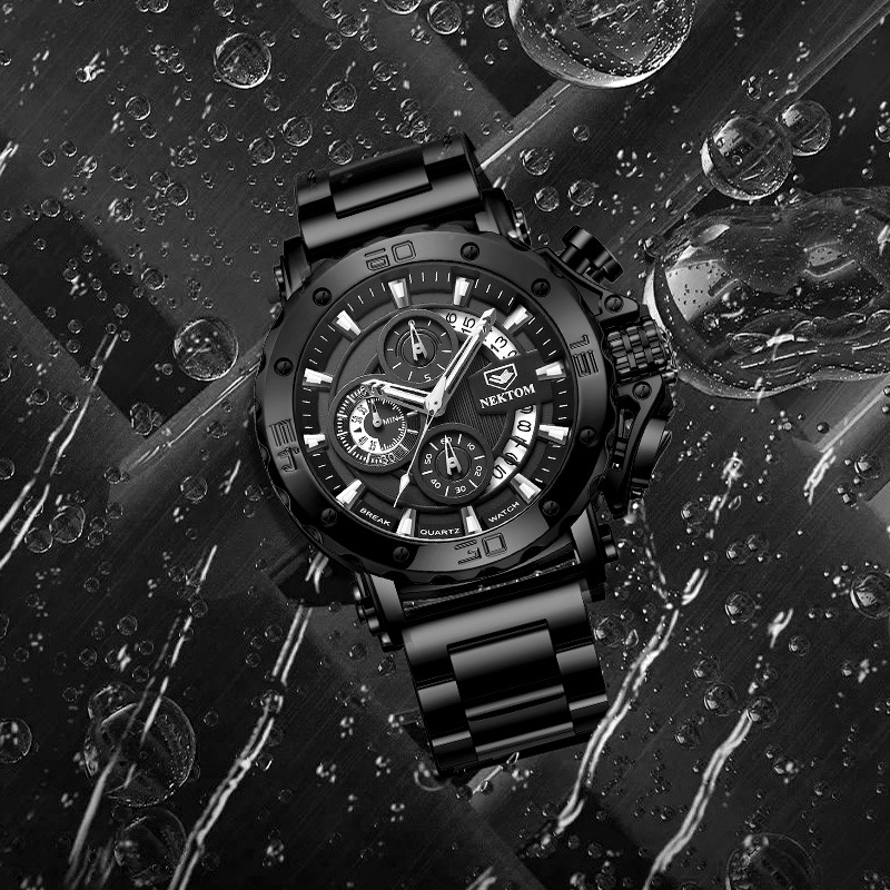 NEKTOM Men's Watches Quartz Watch Waterproof Watches Steel Strap Wristwatch Watches for Men Military Watch Clock Sports Watches