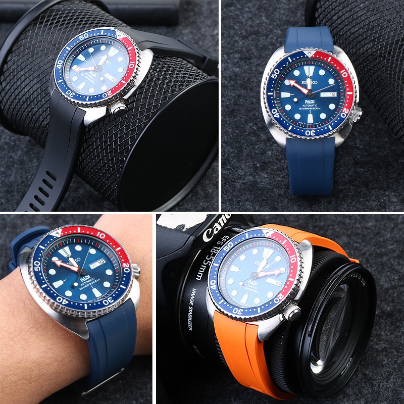 حزام ساعة من أجل SEIKO PROSPEX سلسلة SRPE99K1/SRP777J1 SRPC91J1/25J1 الفلور المطاط منحني مقاوم للماء حزام معصمه للرجال 22 مللي متر