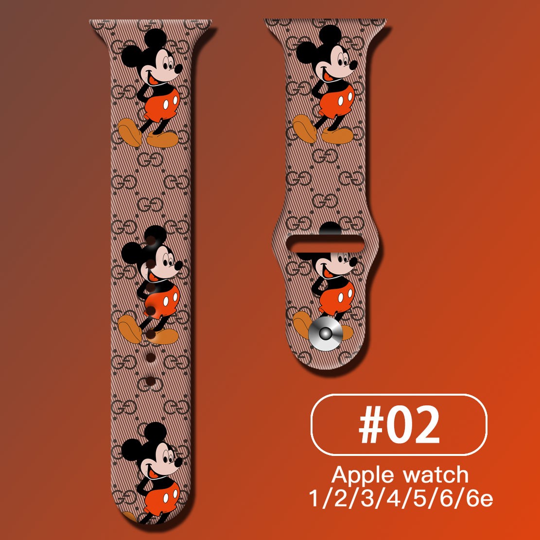 Suitable for apple watch strap cartoon mickey minnie iwatch6 watch with silicone apple watch 7/5/4/3 generate watch sebelt