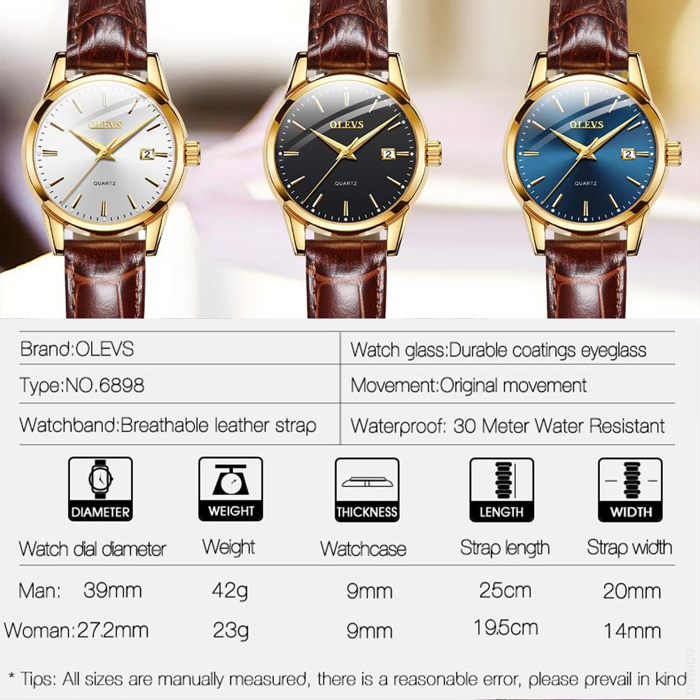 OLEVS-Women's Quartz Watches Casual Fashion Brown Leather Luminous Water Resistant Ladies Wrist Watch