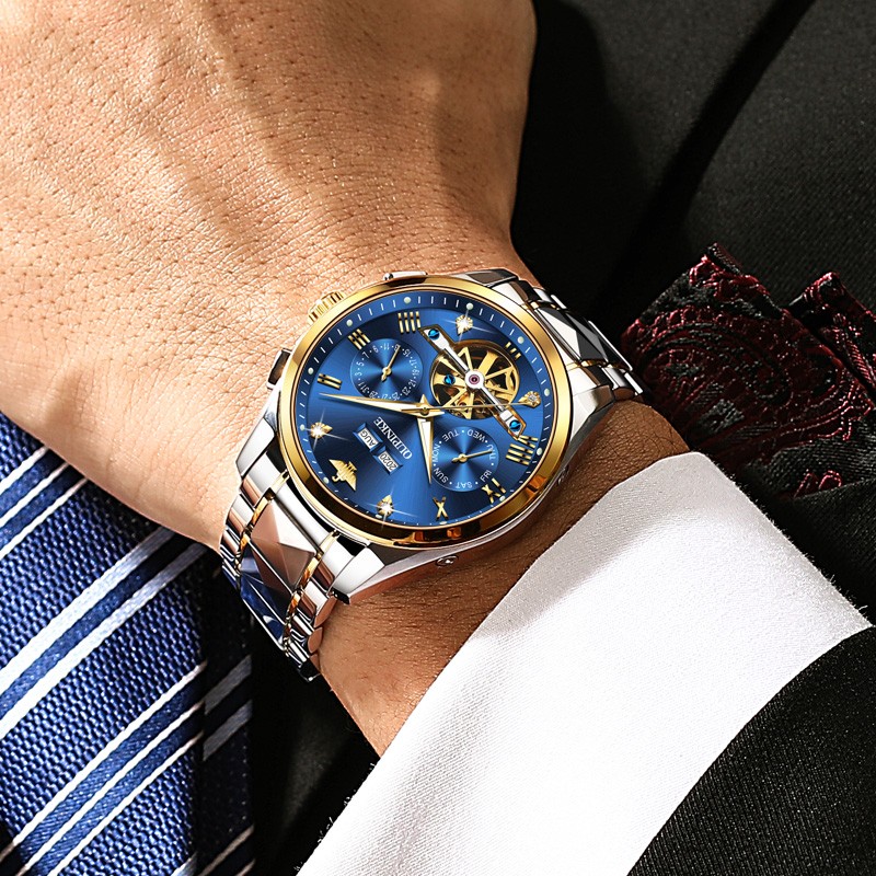 New luxury men automatic mechanical wristwatch tungsten steel watch top brand sapphire glass men watches reloj hombre