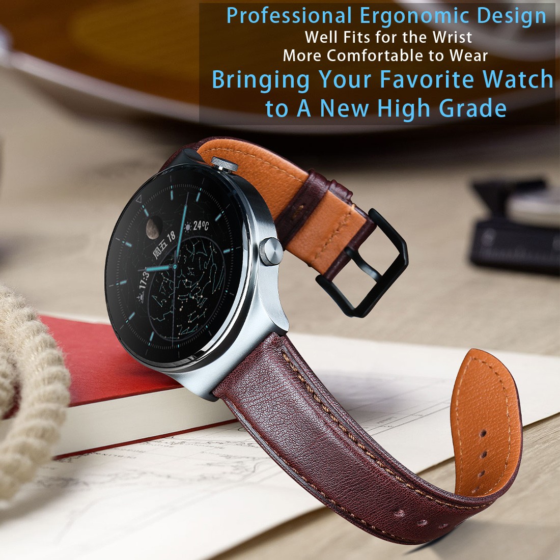 Hight Quality Watch Band Quick Release Soft Genuine Leather Strap for Huawei GT2 Pro ECG 22mm 20mm Mens Smartwatch Accessories