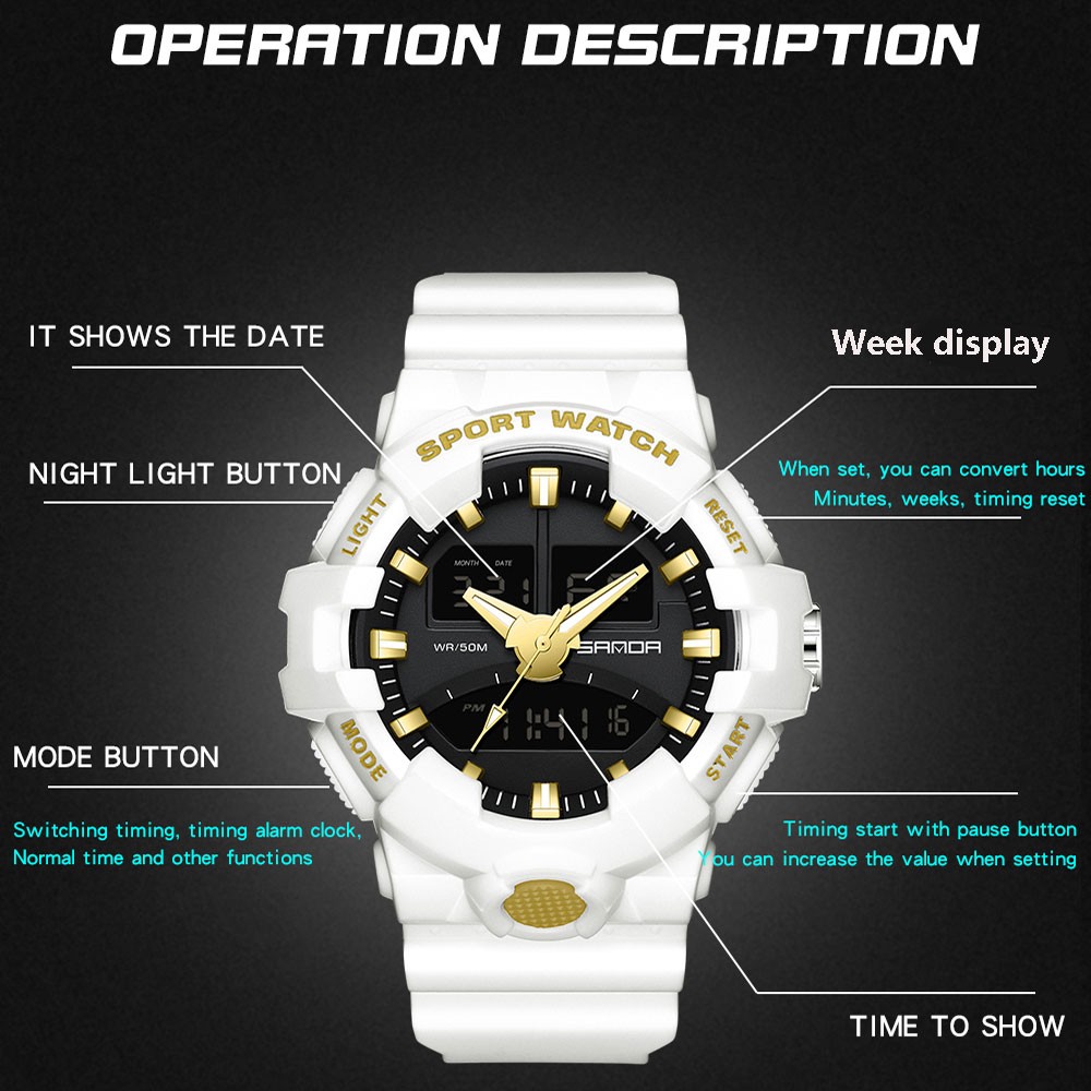 Men Analog Digital Watch Shock Resistant Military Sports Watch Multifunction Wristwatch Waterproof Watch For Man 2022