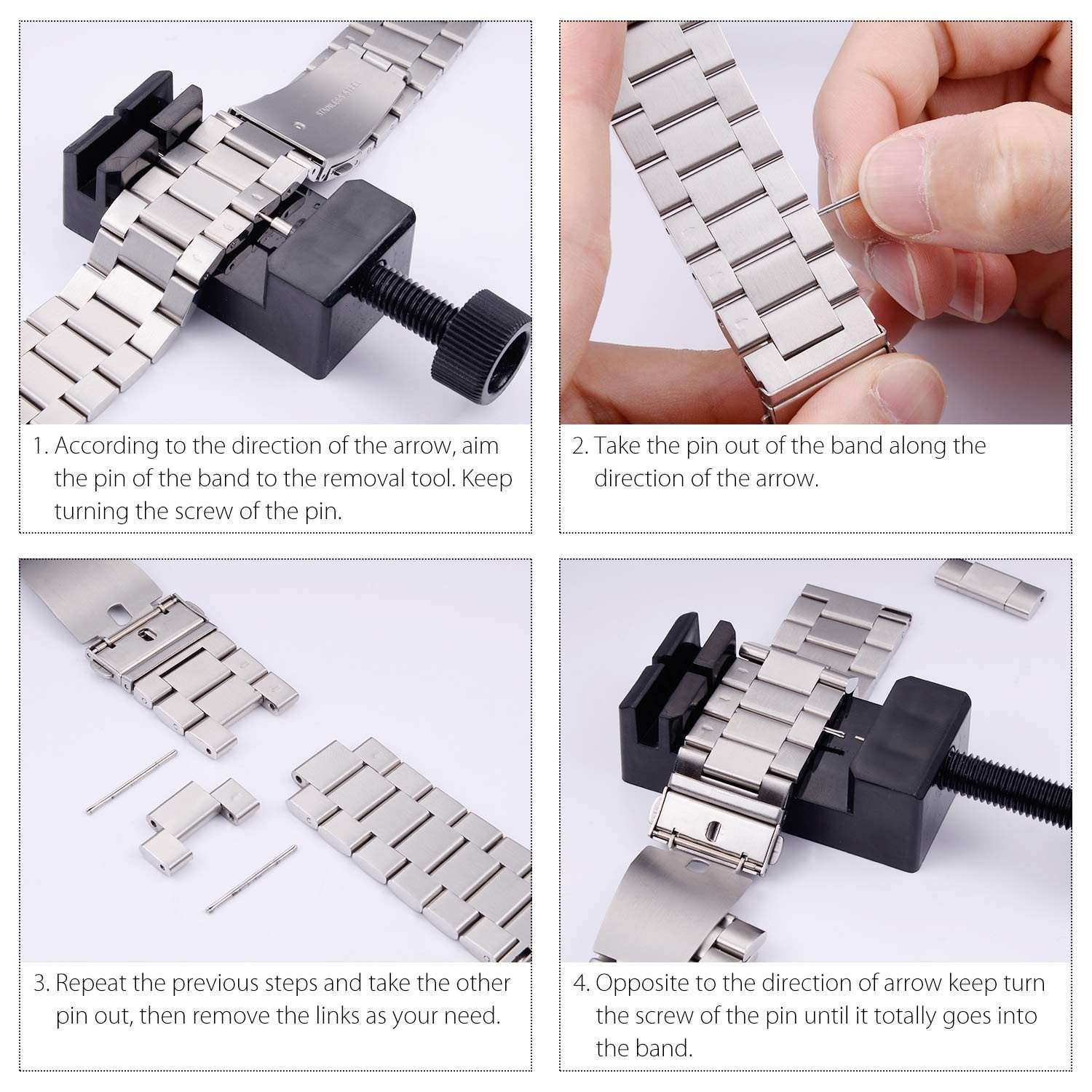 12mm 14mm 16mm 18mm 20mm Stainless Steel Watch Bands Metalwork Replacement Watch Band For Men Women Watch With Tool