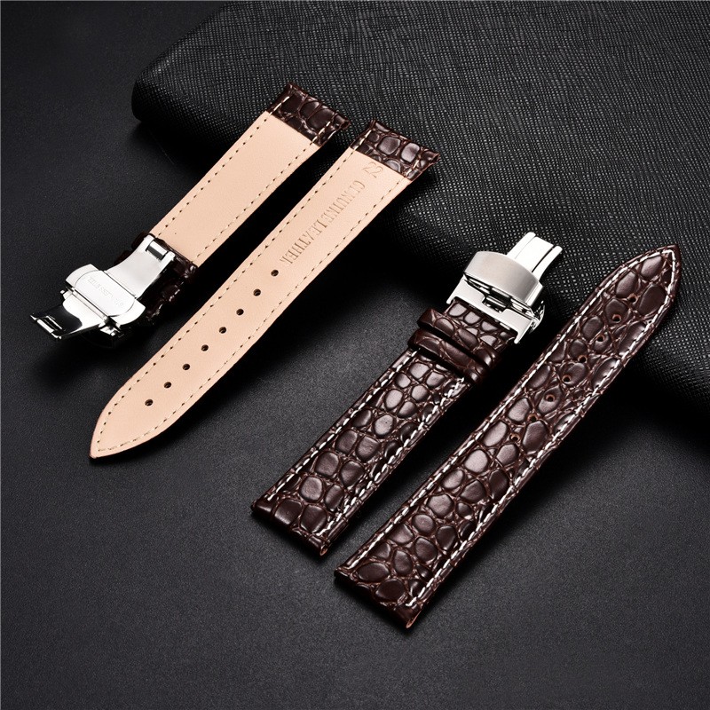 Top luxury crocodile pattern watchband leather straps 18mm 20mm 22mm 24mm with stainless steel automatic clasp wristwatch band