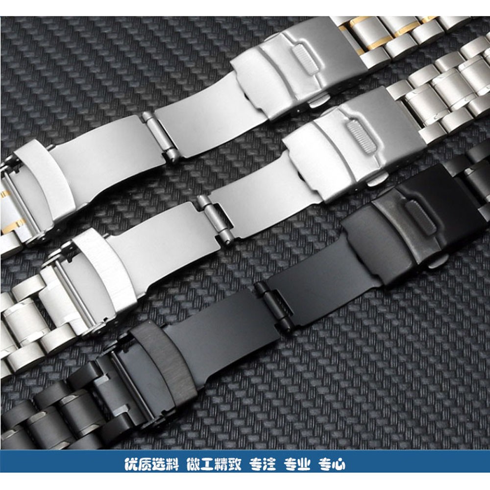 Stainless Steel Watch Band 18mm 20mm 22mm 24mm Strap Wristband Curved End Watch Strap Double Lock Buckle Replacement Wrist Strap