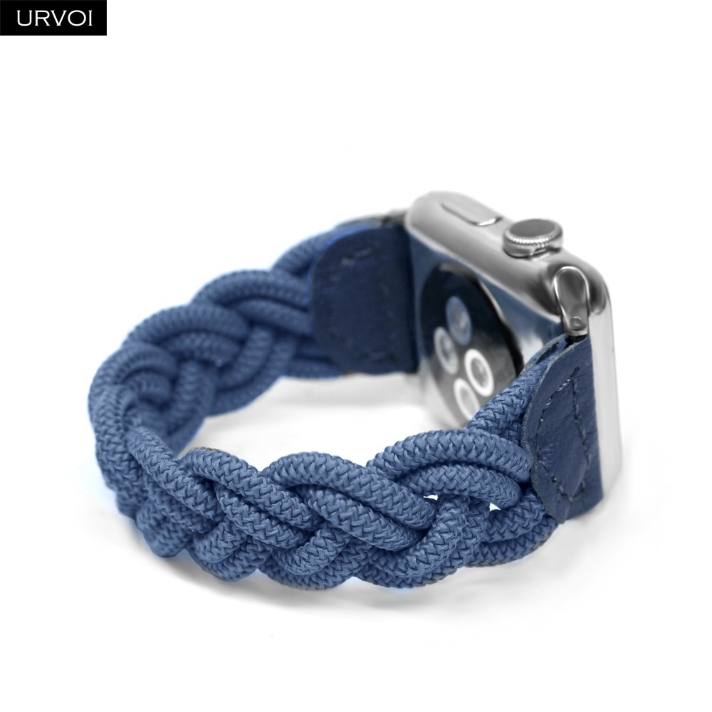 URVOI Braided Band for Apple Watch Series 7 6 SE 5 4321 Woven Nylon Strap for iWatch 40 44mm Stretchable Classic Design