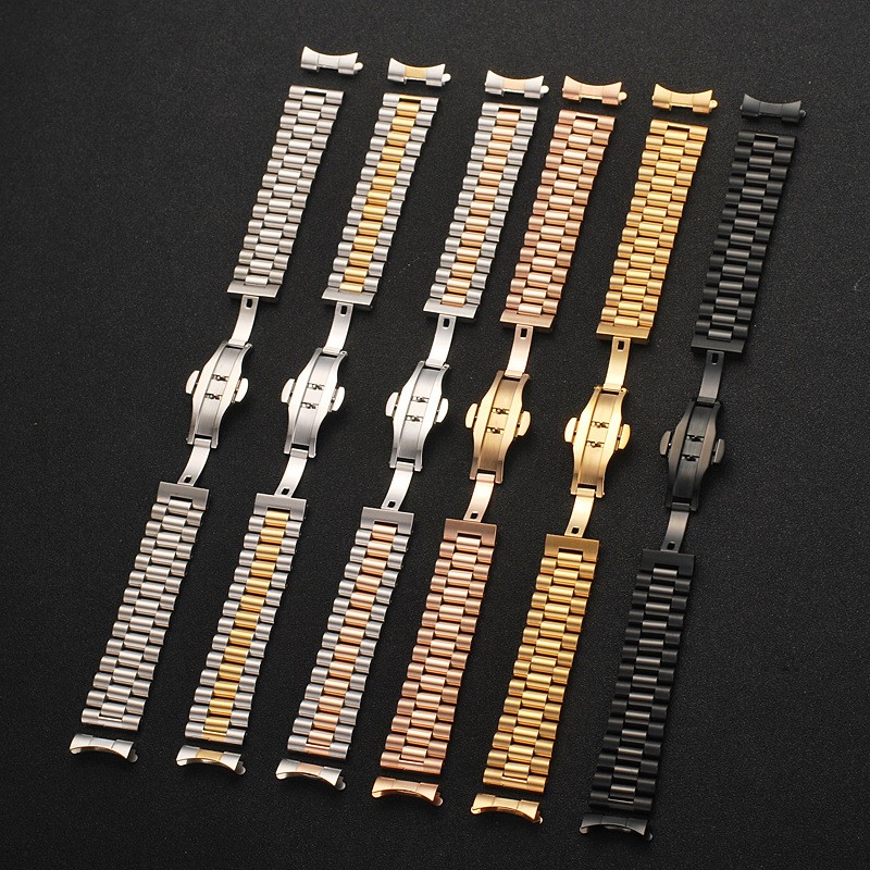 Solid Stainless Steel Watch Band 12mm 13 14 16 17 18mm 19 20mm 21 22mm Replacement Watch Strap 3 Rows Wristband Bracelet w/Tools