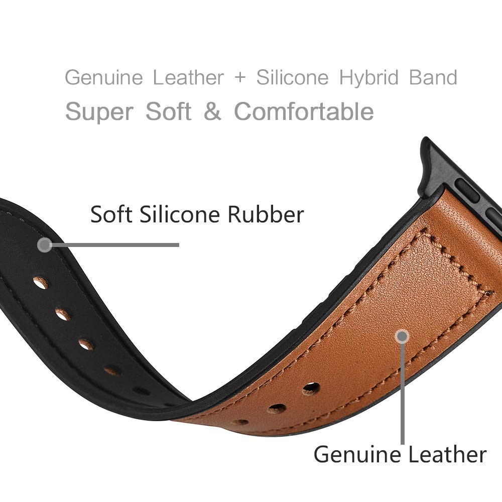 Silicone + Leather Strap for Apple Watch Band 44mm 40mm 38mm 42mm 45mm 41mm Watchband Bracelet Korea iwatch Series 3 4 5 6 SE 7