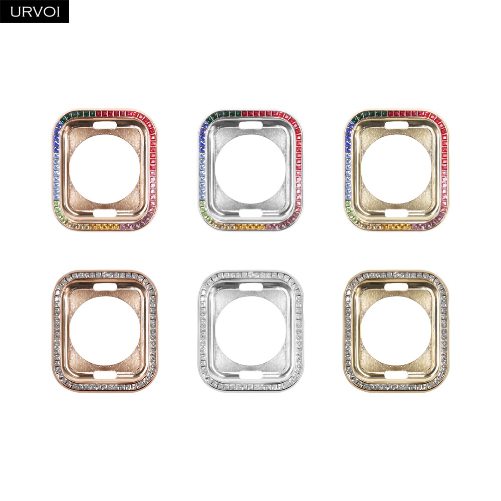 URVOI Full Glitter Rhinestone Case for Apple Watch series 6 5 4 SE Sturdy Metal Frame with Crystal Cover for iWatch Protection