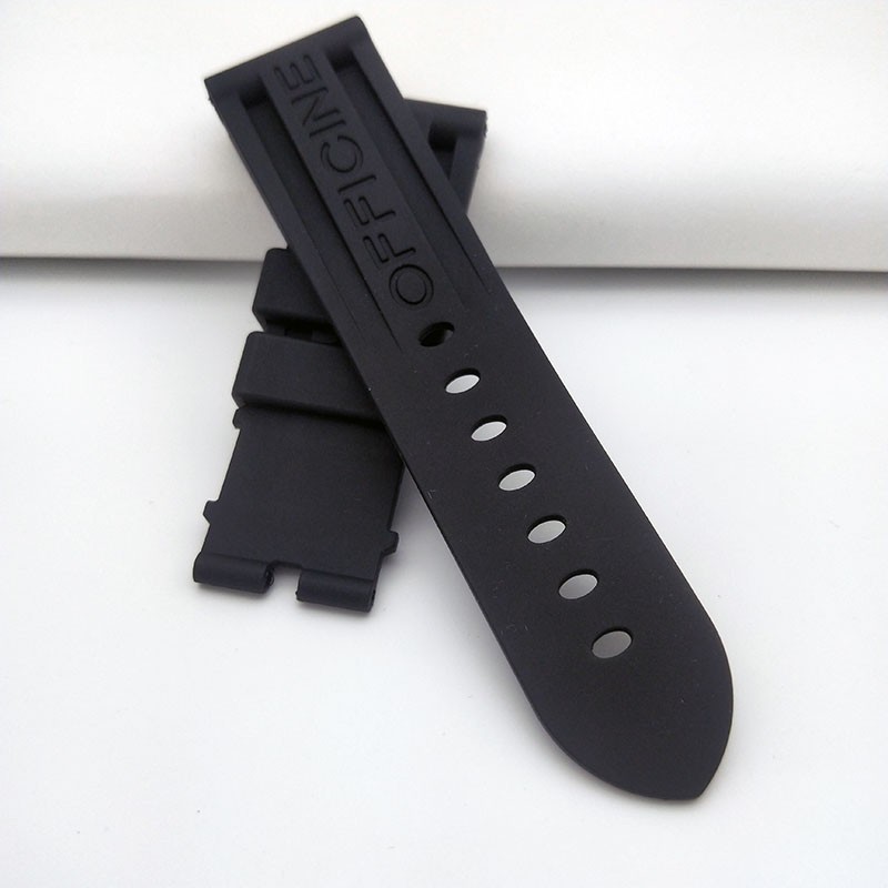 24mm Black Pure Soft Silicone Rubber Watchband Replacement Watch Strap for Panerai Wristband Waterproof Strap + Free Tool