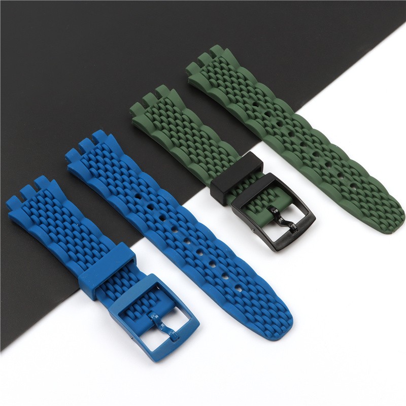 20mm silicone strap female pin buckle watch accessories for swatch SUSB400 SUSW402 men's sports waterproof bracelet watch band