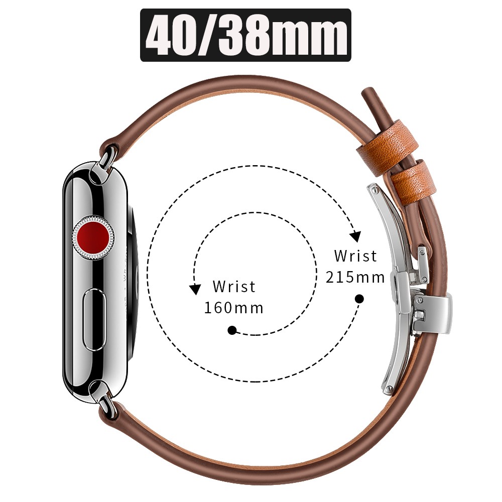 For Apple Watch Band Genuine Leather Strap Apple Watch 7 6 5 4 3 2 1 SE 45mm 41mm Butterfly Clasp Strap for iWatch 44/40mm 42 38