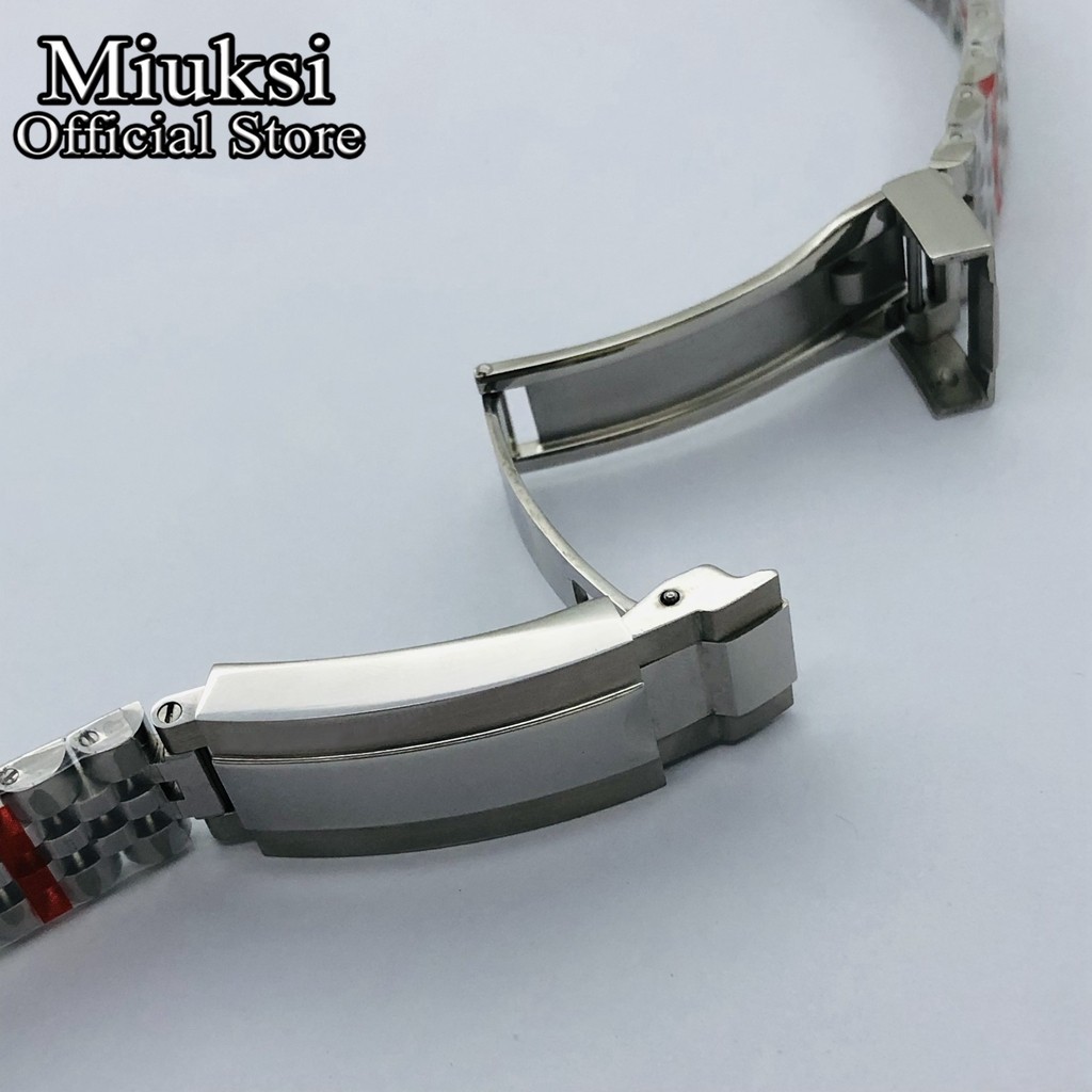 Miuksi 20mm Silver Gold Jubilee Bracelet Slide Glide Lock Clasp 904L Stainless Steel Strap Fit Watch Case Watch Band