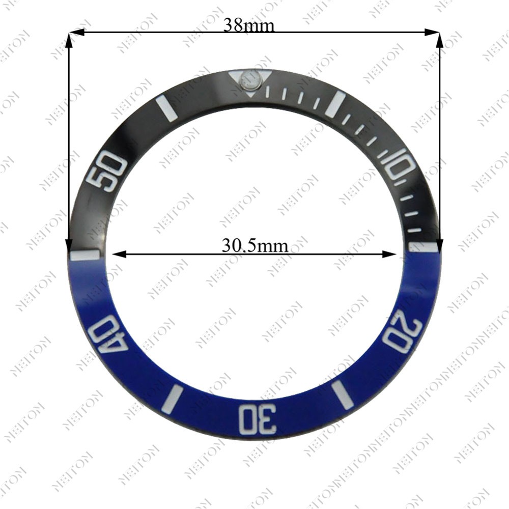 NEITON 38mm Ceramic Bezel GMT & Diving Watch Insert for 40mm Men's Watch Watches Replacement Watch Accessories Simple Dial Watch Bezel Ins