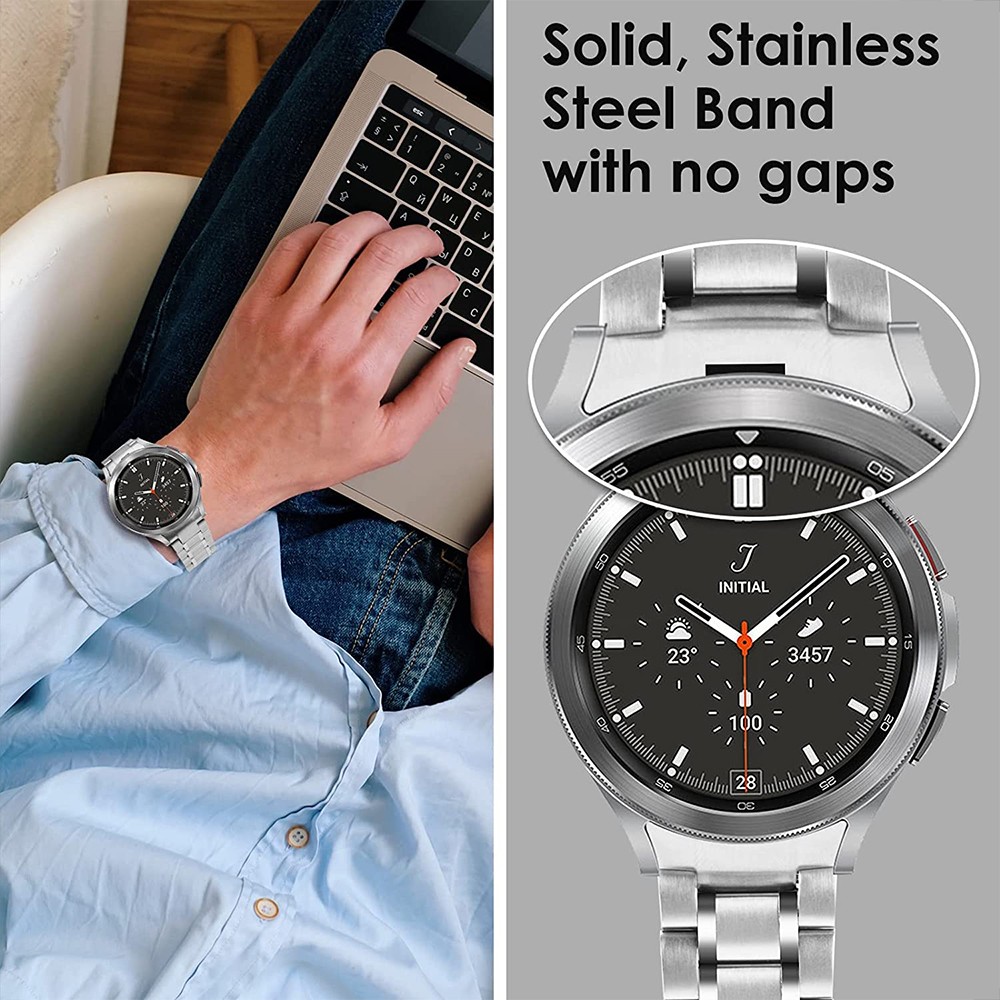 No Gaps Stainless Steel Strap For Samsung Galaxy Watch 4 Classic 46mm 42mm Wrist Band Curved End Metal Bracelet Strap Accessories