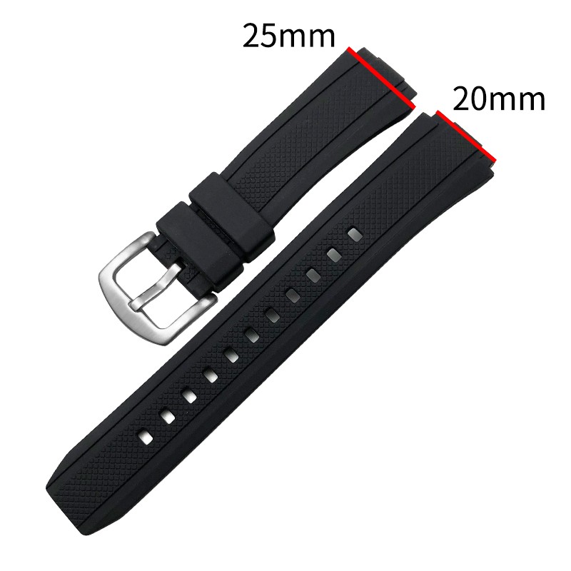 25mm*20mm Rubber Watchband Replacement for Edifice Series EF-552 Waterproof Sport Watch Strap Silicone Steel Clasp Free Tools