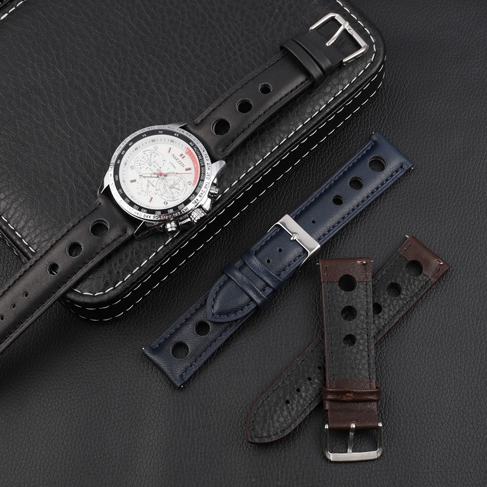 Onthelevel Leather Watchband 18mm 20mm 22mm 24mm Black Brown Coffee Racing Strap Handmade Stitching Quick Release Watch Strap